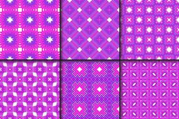 Set Of Seamless Floral Geometric Pattern. For Invitation, Design Wallpaper. Vector Illustration.