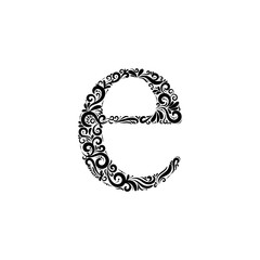Ornate Letter E - Beautifully detailed letter E isolated on white background