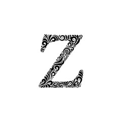 Ornate Letter Z - Beautifully detailed letter Z isolated on white background