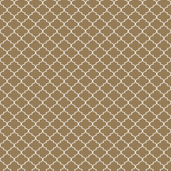 Quatrefoil Seamless Pattern - Graphic tan and white quatrefoil or trellis design