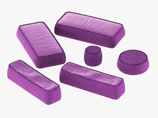 Collection of poufs 3d rendering