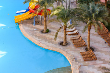 View on a swimming pool in hotel resort