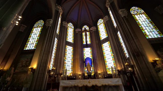 Beautiful Old Church. A View Inside. Altar And Icons.