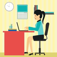Woman working in office vector iilustration