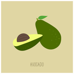 Simple avocado vector illustration.