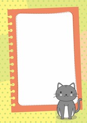 Cute blank card design with yellow color and cat vector 