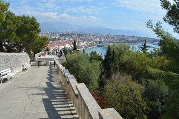 Fototapeta na wymiar View of Split, Croatia from Marjan Forest Park