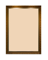 Beautiful antique golden wooden photo frames interior decoration contemporary on the wall with space for text or picture suitable and advertising white background