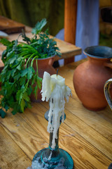 Candle In Old Silver Candlestick