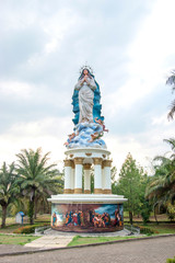 Fototapeta premium A tall statue of the Virgin Mary at Ambarawa, Indonesia