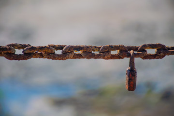 rusty chain and padlock