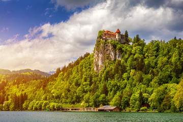 Bled Castle with Lake Bled, Slovenia.