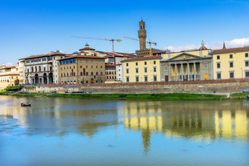 Fototapeta na wymiar Palazzo Vecchio Arno River Florence Tuscany Italy.