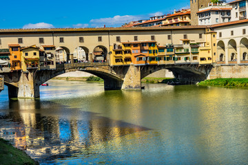 Obraz premium Ponte Vecchio Bridge Reflections Arno River Florence Tuscany Italy
