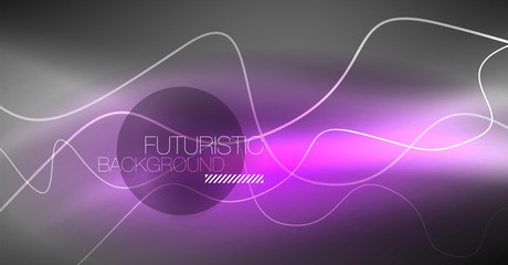 Neon lines wave background. Abstract composition