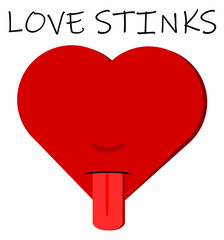 love stinks design with heart stink tongue out