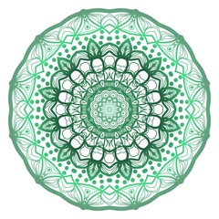 Green color Mandala, tribal ethnic ornament. Vector illustration. Islamic arabic indian pattern.