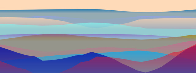 Farbige Berge, Wellen, abstrakte Oberfläche, moderner Hintergrund, Vektorgrafik Illustration für dein Projekt