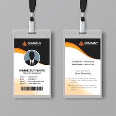 Elegant ID card template with orange details