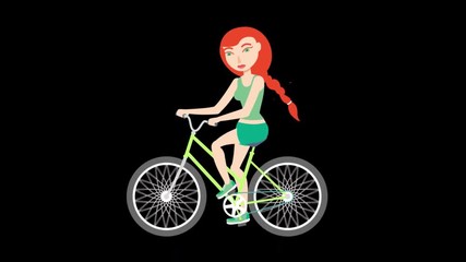Animated Character Girl Biking