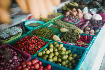 close up of fruit in a typical local market place in Thailand, Koh Samui, Surat Thani 
