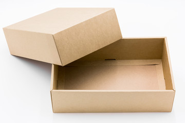 Open empty cardboard box isolated on white background, Delivery, Moving, Package and Gifts concept.