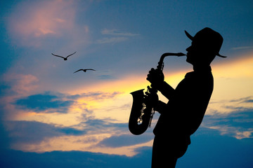 illustration of saxophonist man
