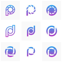 Set of Letter P logo icon design template elements, Initial P logo concept - Vector