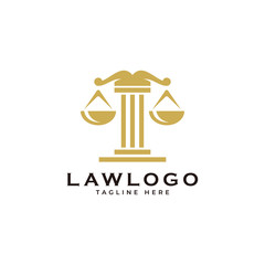 Law symbol logo, scale justice vector icon