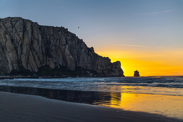 Sunset on the beach, Morro Bay, California