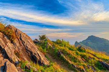 Landscape of sunset on Mountain at Doi Pha Tang, ChiangRai ,Thailand