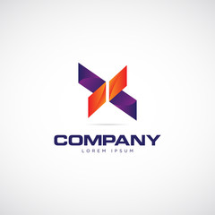 Abstract Letter X Shape Colorful Logo Symbol Icon