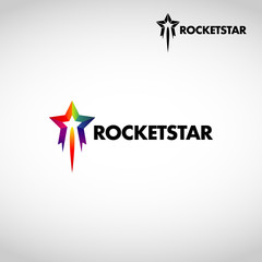 Obraz premium Colorful Rainbow Rocket Star Logo Symbol