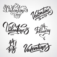 Set of Valentine day writings, calligraphic texts