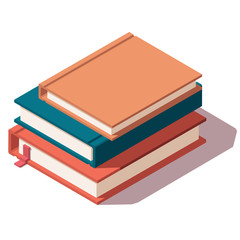 Isometric Low Poly vector horizontal stack of colored books icon