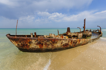 Rusty shipwreck