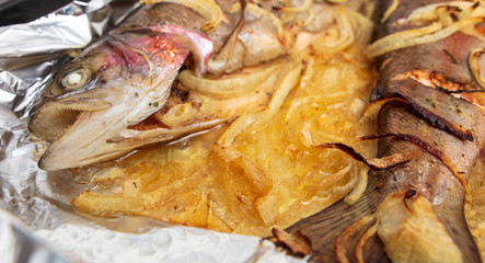 Fish baked in foil in the oven