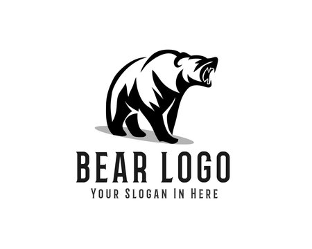 roaring bear drawing art logo design inspiration