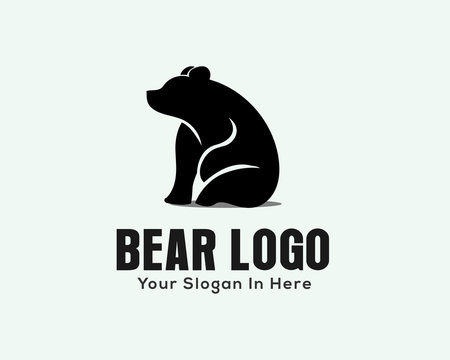 Simple Unique Sitting Lazy Bear Logo Design Inspiration