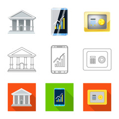 Isolated object of bank and money logo. Set of bank and bill stock symbol for web.