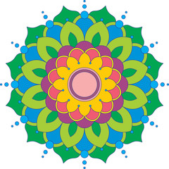 Decorative colorful stylized floral ornament, round pattern