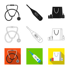 Isolated object of pharmacy and hospital icon. Collection of pharmacy and business stock symbol for web.