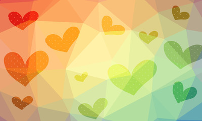 Vector Illustration of a Valentines Day Card and  polygon background - Vector