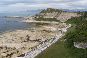 View from Whalers Bay Lookout at low tide. Kaikoura Peninsula, New Zealand.