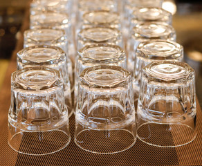 Glass arrangement on cupboard