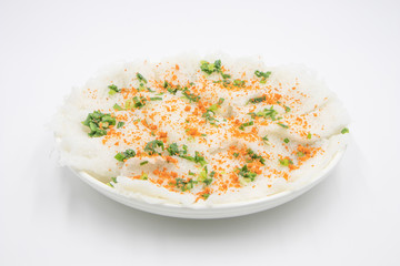 Fine rice vermicelli - Vietnamese dish consisting of rice vermicelli, topped with chopped scallions sauteed in oil 