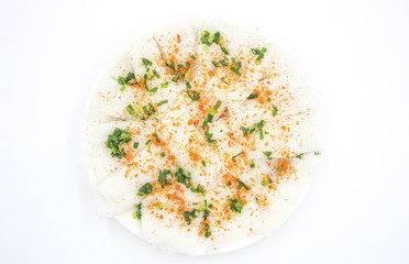 Fine rice vermicelli - Vietnamese dish consisting of rice vermicelli, topped with chopped scallions sauteed in oil 