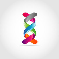 3D DNA Ribbon Logo Symbol