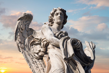 Statues on the bridge of St. Angel. - obrazy, fototapety, plakaty