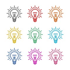 Light bulb icon or logo, color set
